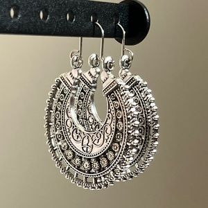 Boho U Shape Silver Tone Alloy Dangle Earrings
